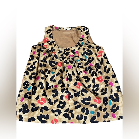 Kate Spade Women's Silk Sleeveless Scoop Neck Blouse Top Animal Print Sz XS - Picture 1 of 4
